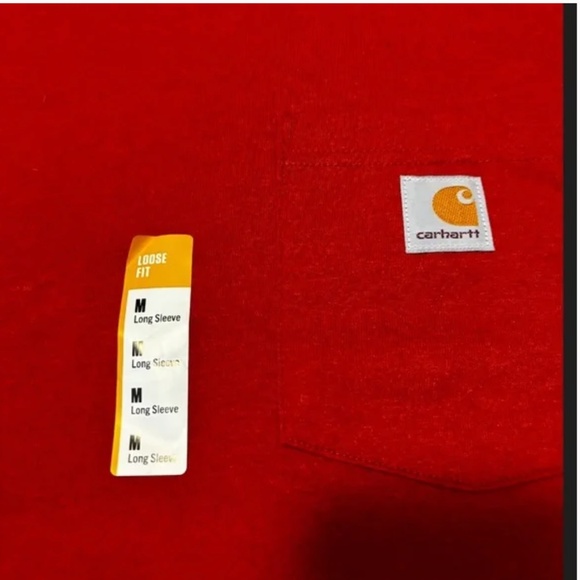 Carhartt oversized burnt orange logo pocket long sleeve shirt NWT - Picture 4 of 7